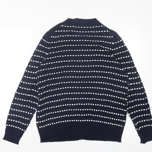NEXT Womens Blue Crew Neck Striped Acrylic Cardigan Jumper Size 16
