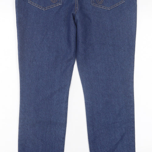 ANNE WEYBURN Womens Blue  Cotton Straight Jeans Size 16 L30 in Regular Button