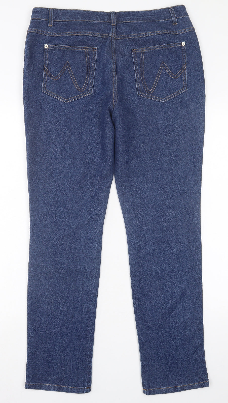 ANNE WEYBURN Womens Blue  Cotton Straight Jeans Size 16 L30 in Regular Button