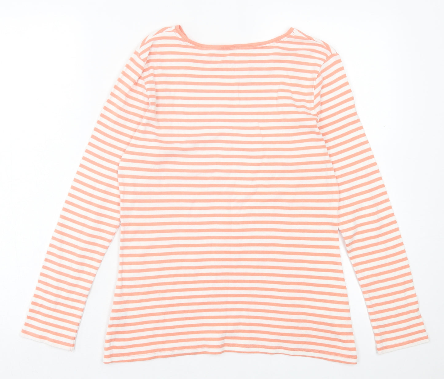 Papaya Womens Pink Striped Cotton Basic T-Shirt Size 16 Crew Neck