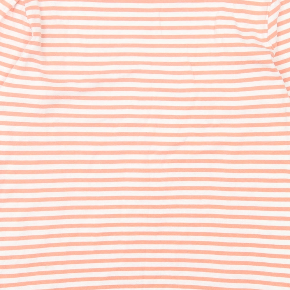 Papaya Womens Pink Striped Cotton Basic T-Shirt Size 16 Crew Neck