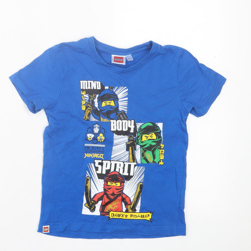Preworn Boys Blue  Cotton Basic T-Shirt Size 3-4 Years Crew Neck Pullover - Lego