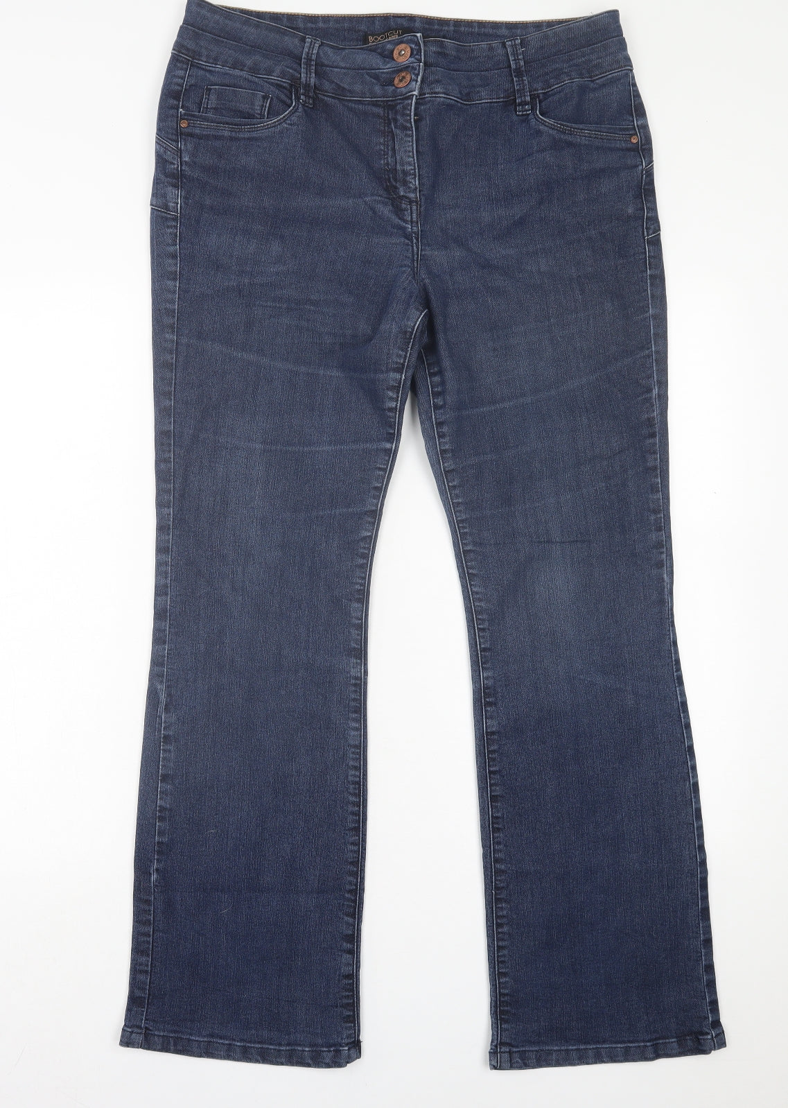 NEXT Womens Blue  Cotton Bootcut Jeans Size 16 L30 in Regular Button