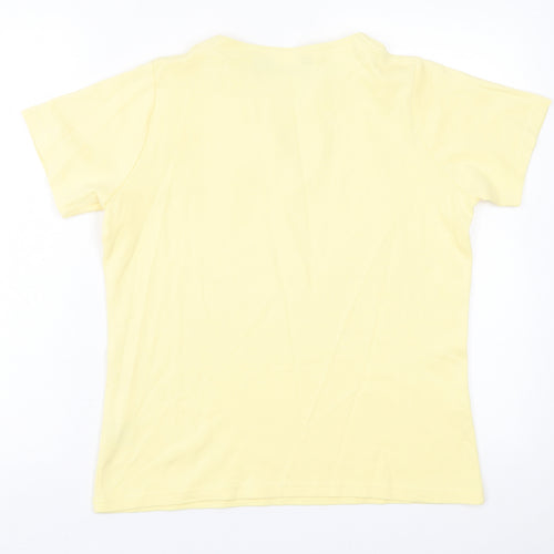 Isle Essentials  Womens Yellow  Cotton Basic T-Shirt Size M V-Neck