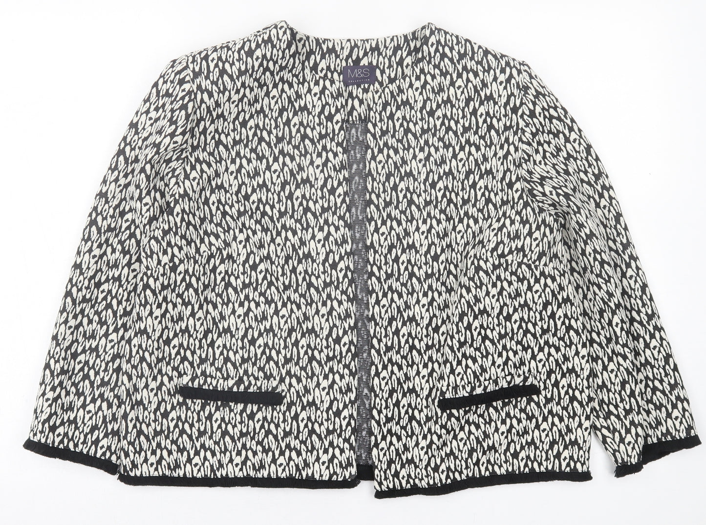Marks and Spencer Womens Black Animal Print  Jacket  Size 16