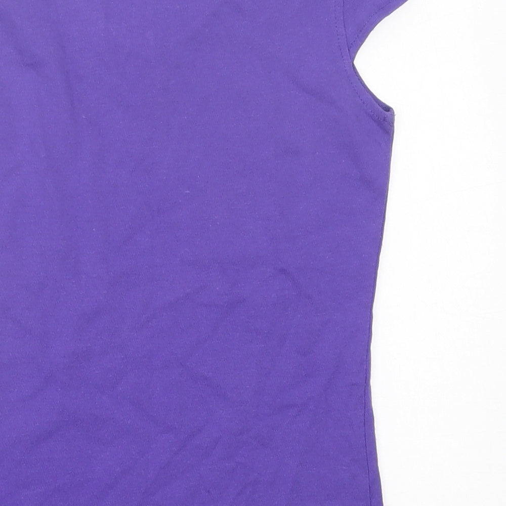 LA Gear Girls Purple  Polyester Basic T-Shirt Size 7-8 Years V-Neck Pullover