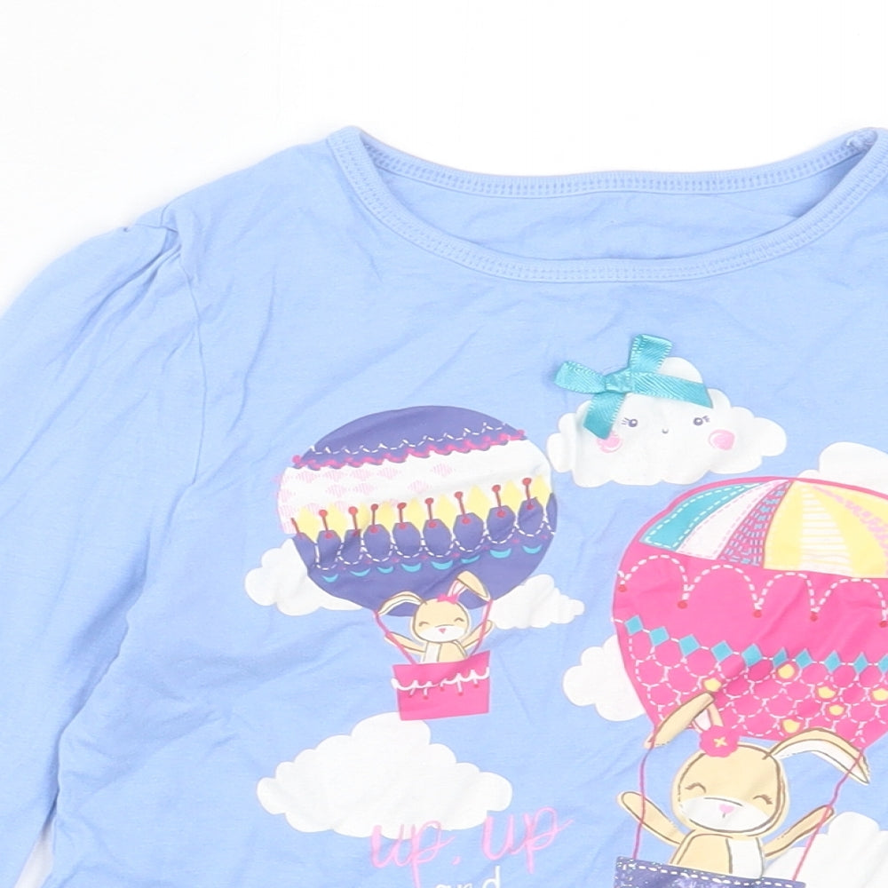 George Girls Blue  Cotton Basic Casual Size 5-6 Years Crew Neck Pullover