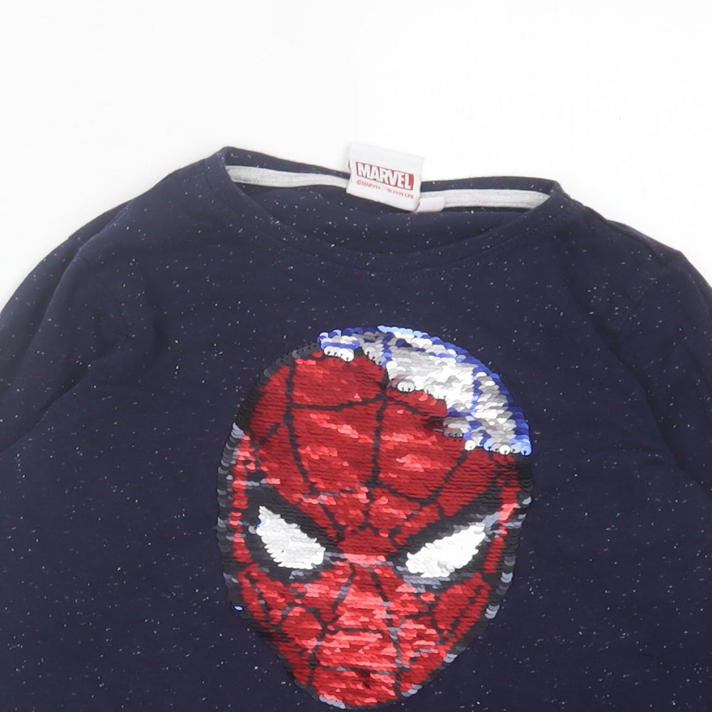 Primark Boys Beige  Polyester Basic Casual Size 6-7 Years Crew Neck Pullover - Spider-Man