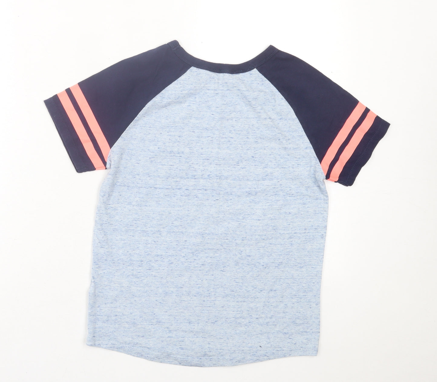 H&M Boys Blue Striped Cotton Basic T-Shirt Size 8-9 Years Crew Neck Pullover