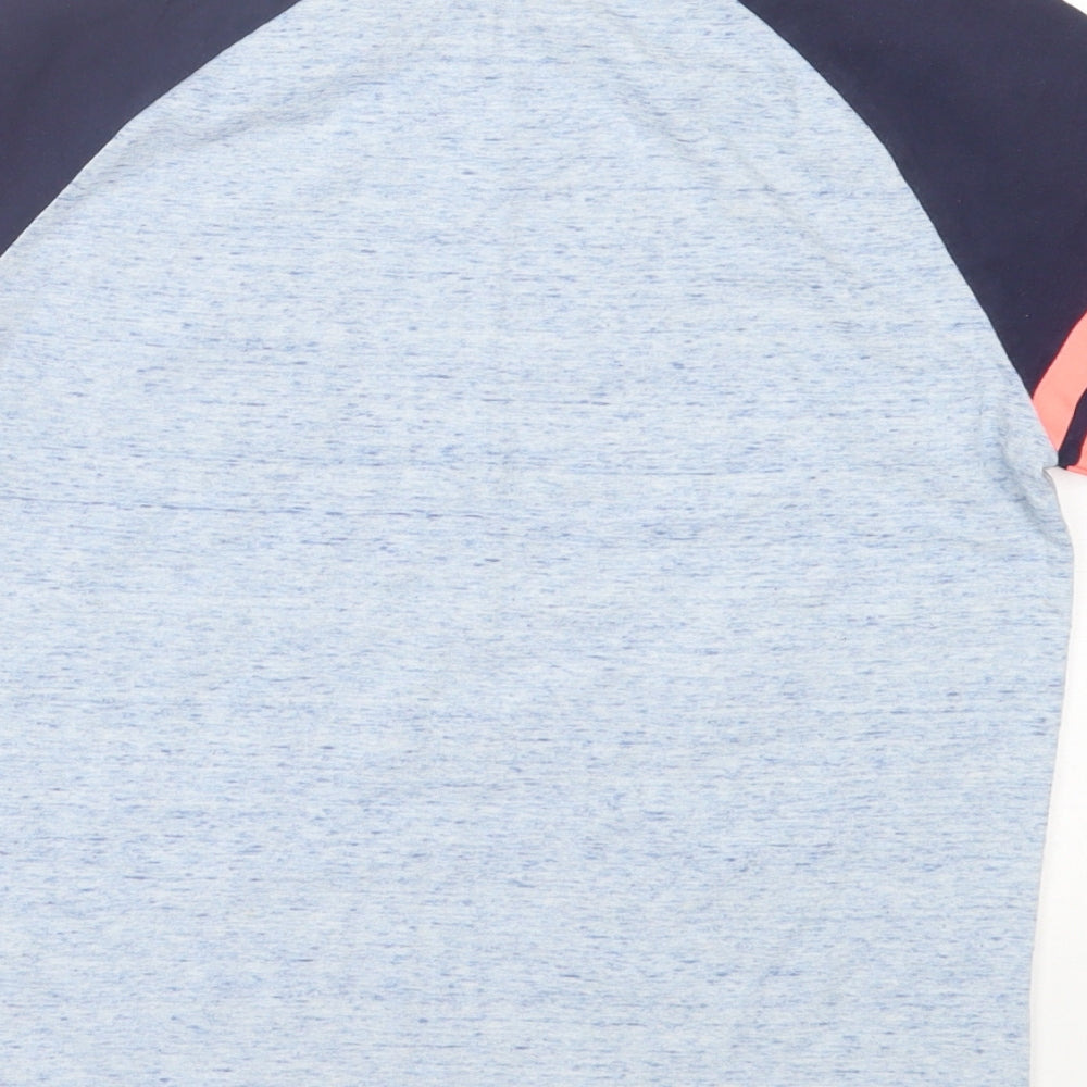 H&M Boys Blue Striped Cotton Basic T-Shirt Size 8-9 Years Crew Neck Pullover