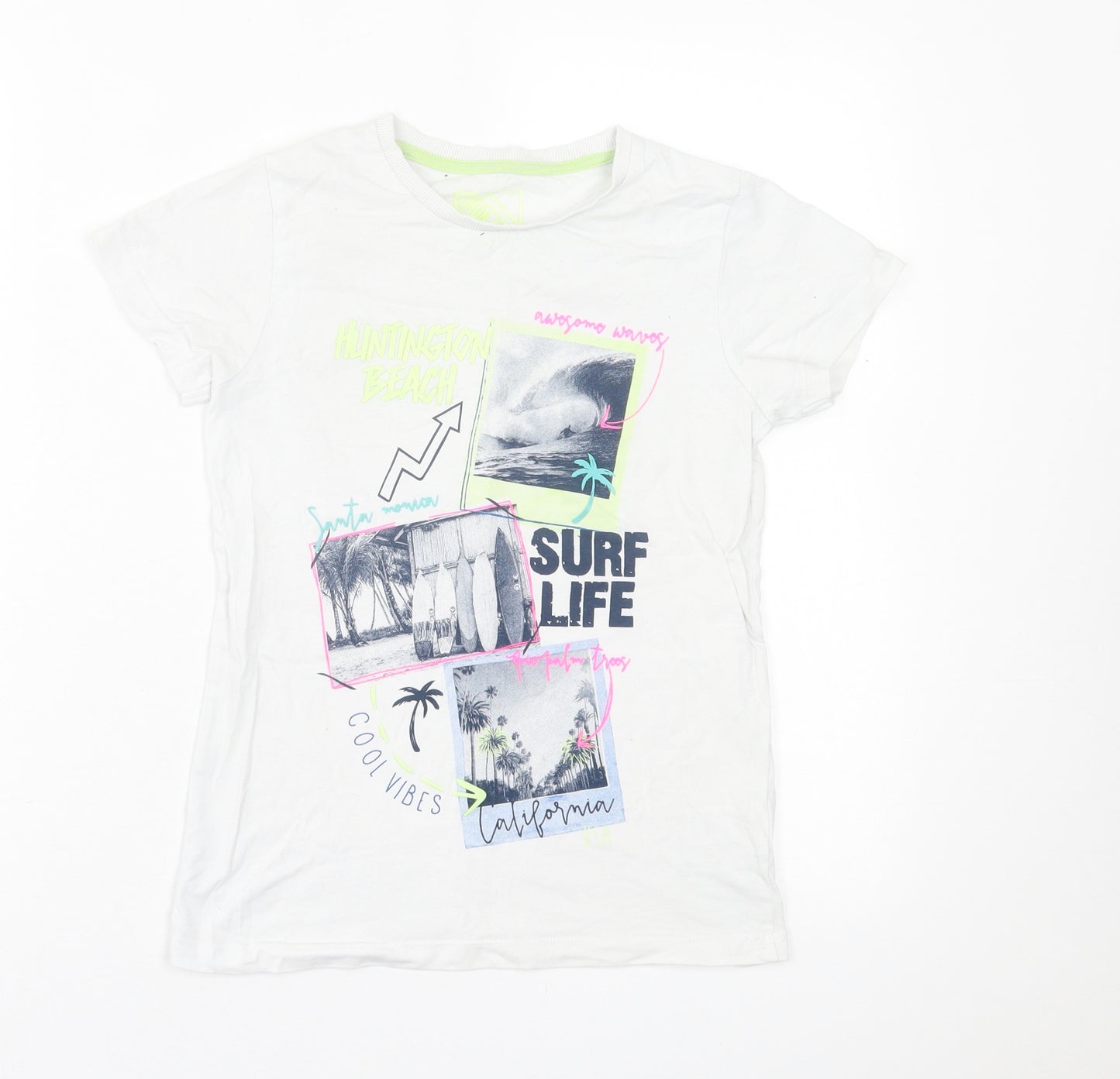 Matalan Girls White  Cotton Basic T-Shirt Size 9 Years Crew Neck Pullover
