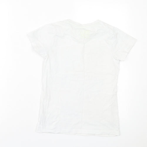 Matalan Girls White  Cotton Basic T-Shirt Size 9 Years Crew Neck Pullover
