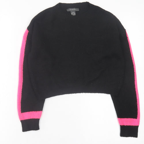 Primark Womens Black Crew Neck  Acrylic Pullover Jumper Size 2XS