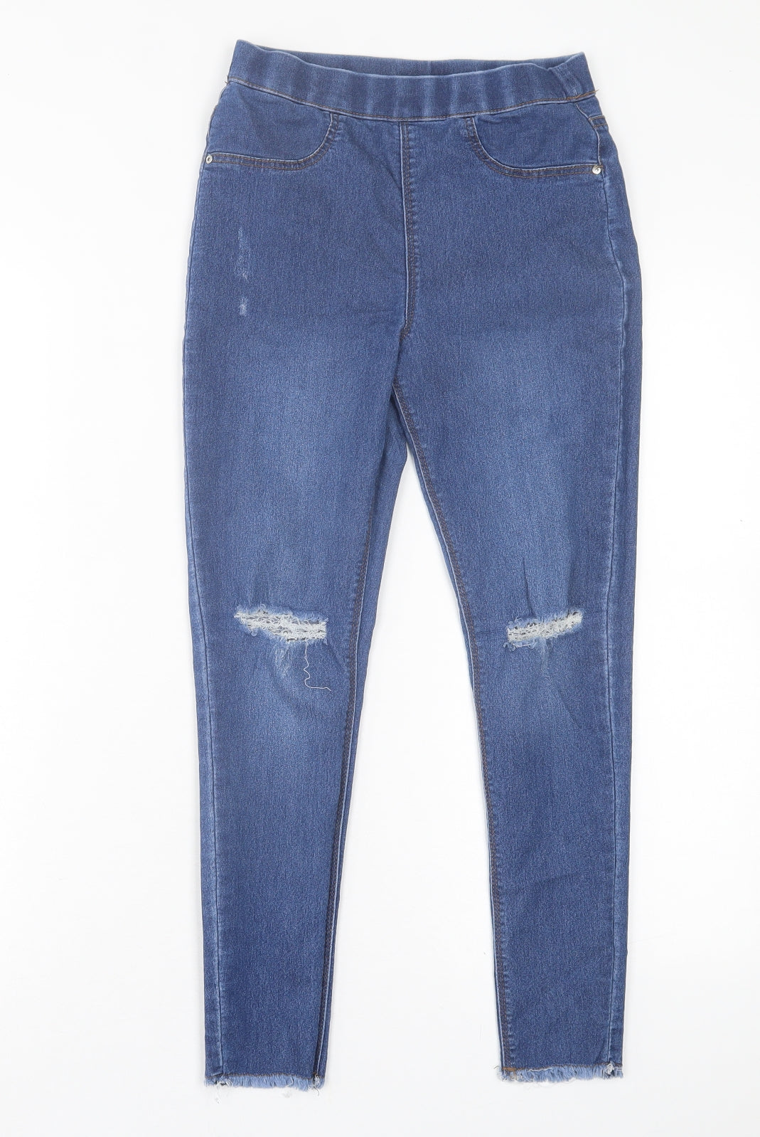Matalan Girls Blue  Cotton Jegging Trousers Size 11 Years  Regular Pullover