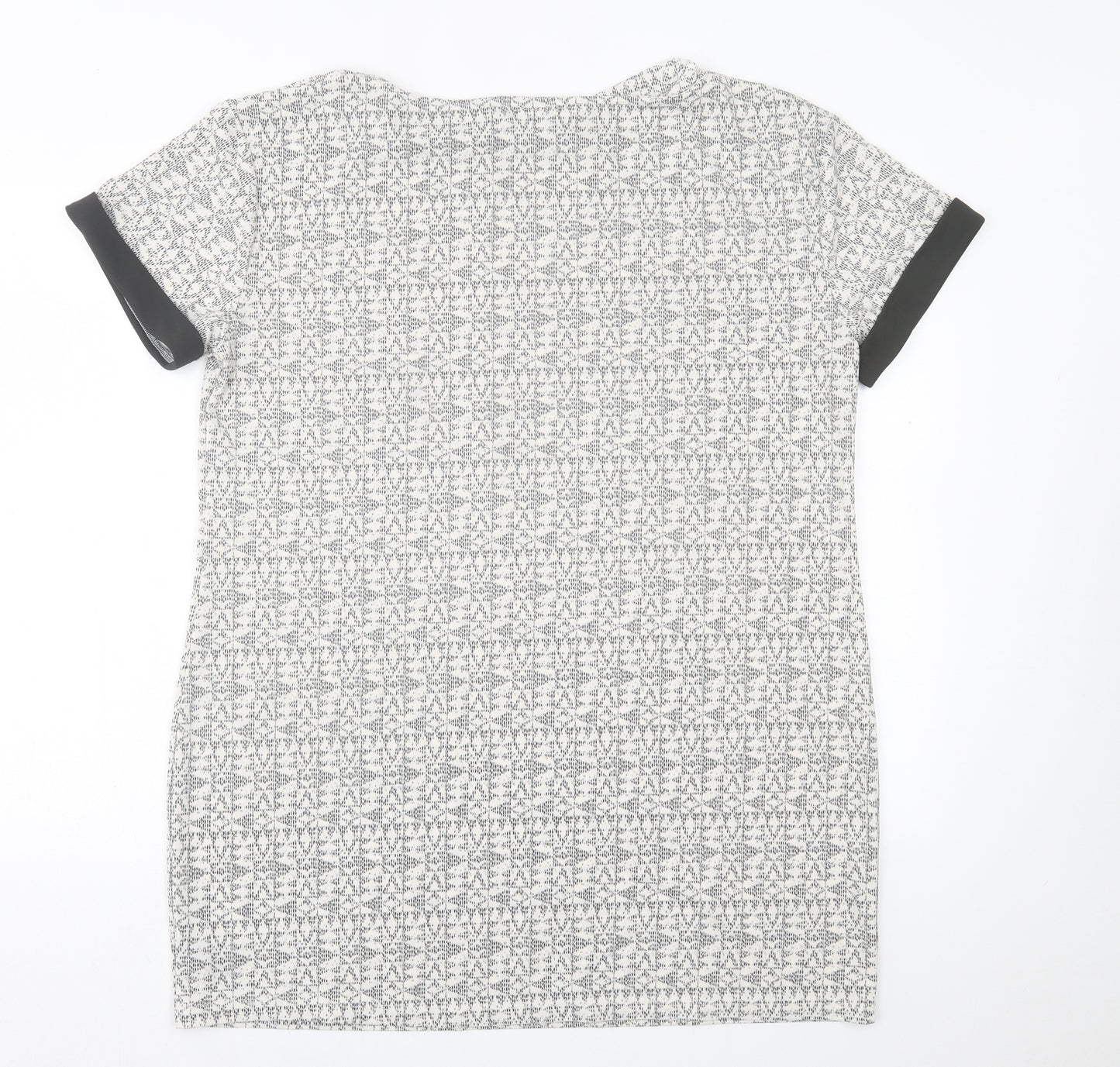 NEXT Womens Grey Geometric Polyester A-Line  Size 18  Crew Neck Pullover