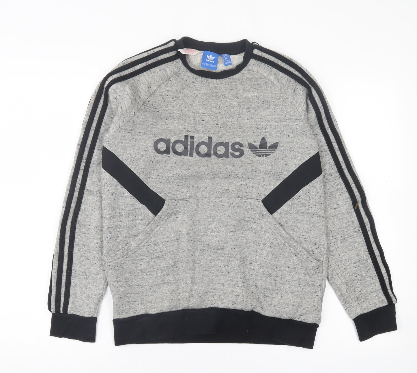 adidas Boys Grey Striped Cotton Pullover Sweatshirt Size 13-14 Years  Pullover