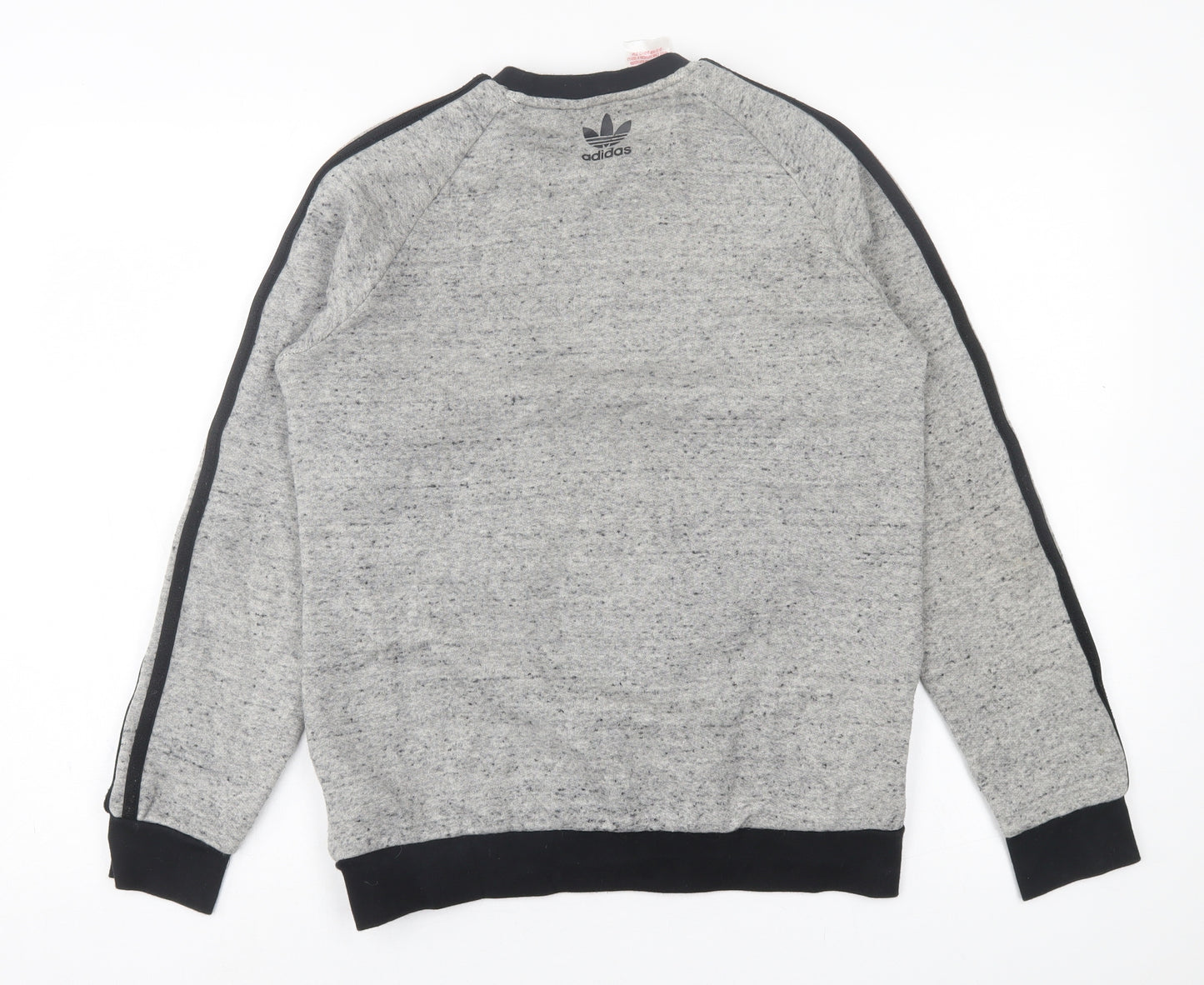 adidas Boys Grey Striped Cotton Pullover Sweatshirt Size 13-14 Years  Pullover