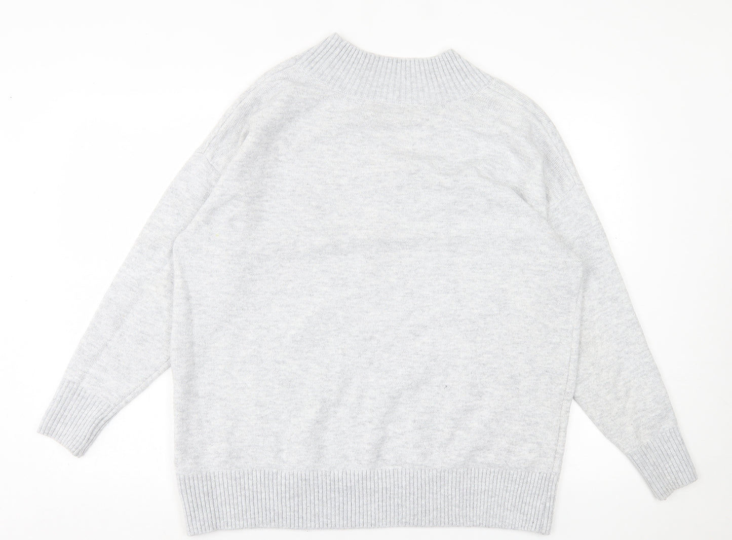 Papaya Womens Grey V-Neck  Polyester Pullover Jumper Size L