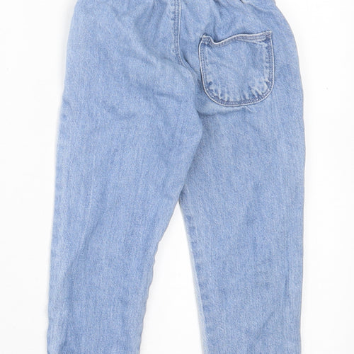 Zara Girls Blue  Cotton Straight Jeans Size 3-4 Years  Regular Button - Minnie Mouse