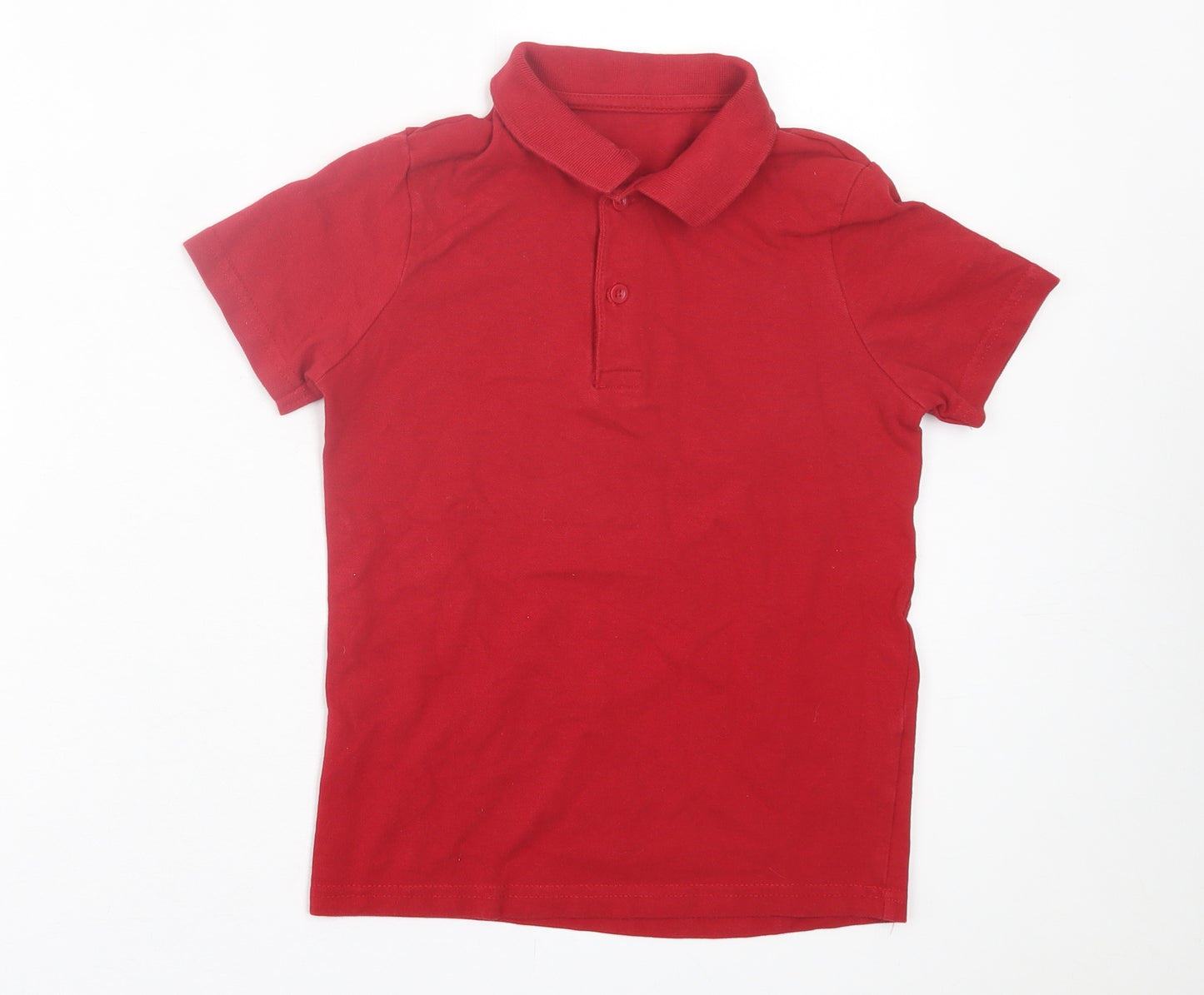 TU Boys Red  Cotton Basic Polo Size 9 Years Collared Button
