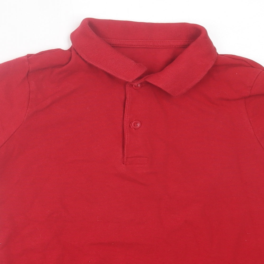 TU Boys Red  Cotton Basic Polo Size 9 Years Collared Button