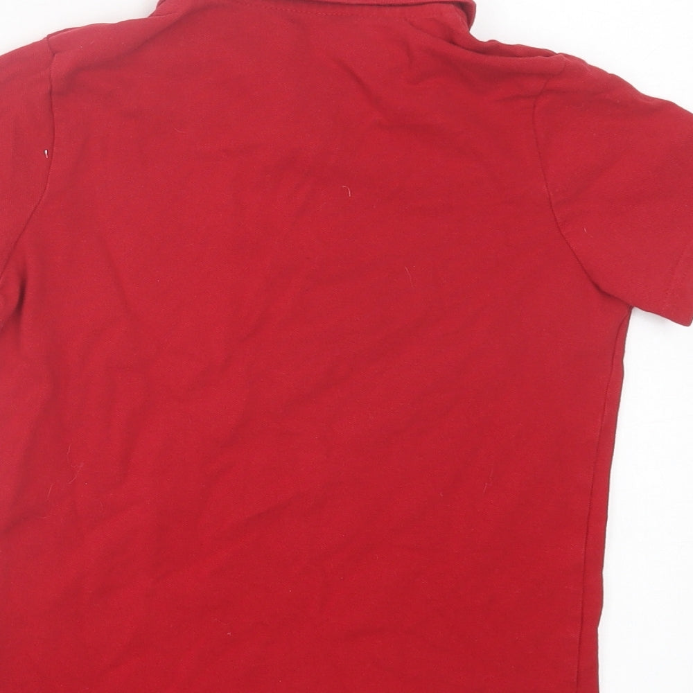 TU Boys Red  Cotton Basic Polo Size 9 Years Collared Button