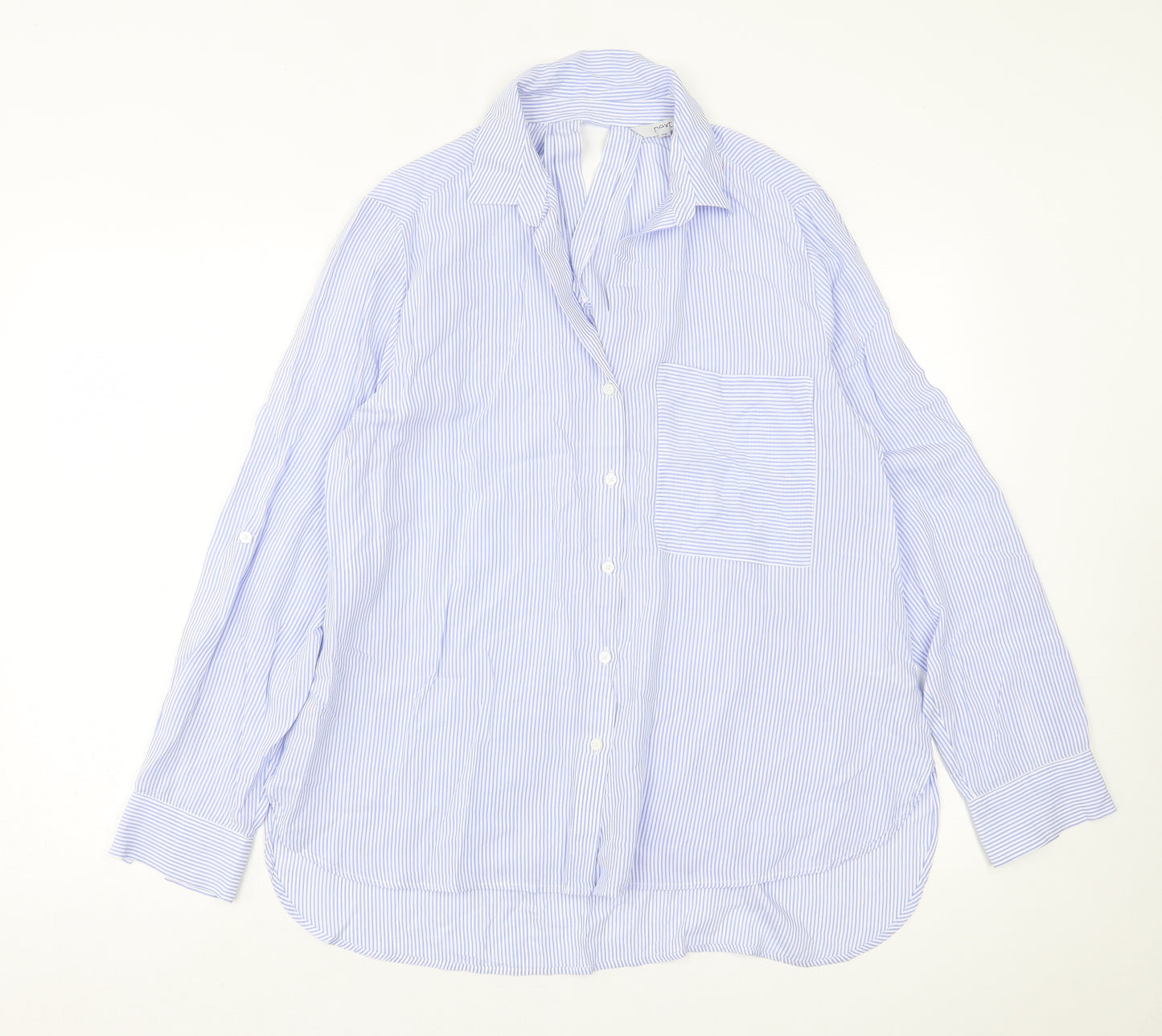 ext Womens Blue Striped Viscose  Button-Up Size 16 Collared