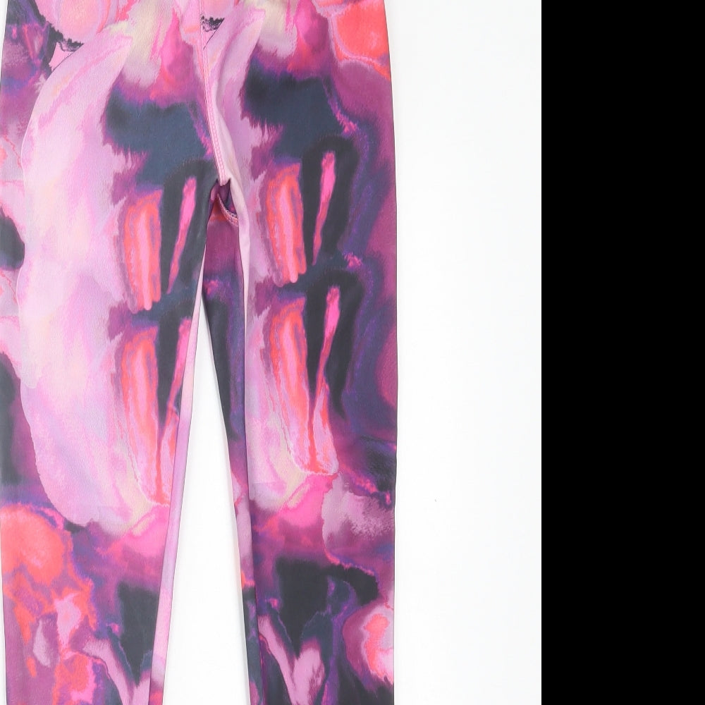 Primark Womens Pink Geometric Polyester Capri Leggings Size XS L28 in Regular Pullover