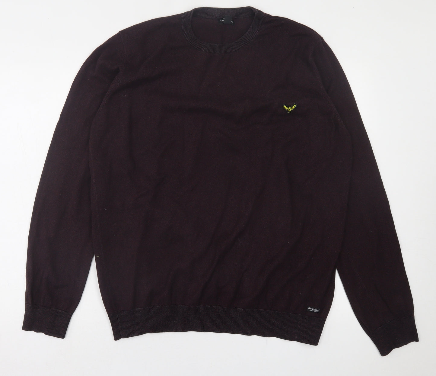 Threadbare Mens Purple Crew Neck  Cotton Pullover Jumper Size 2XL