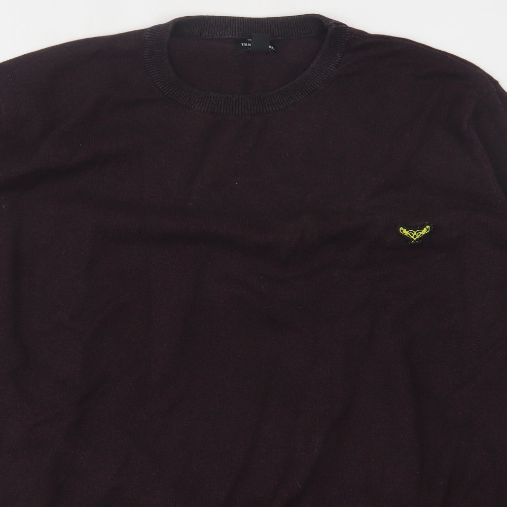 Threadbare Mens Purple Crew Neck  Cotton Pullover Jumper Size 2XL