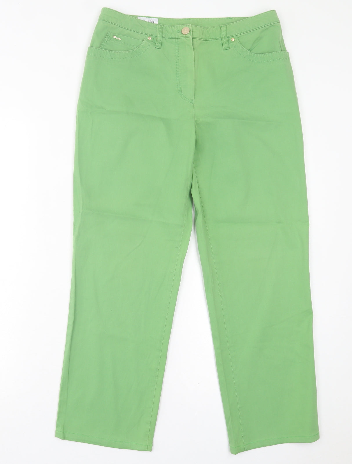 Basler Womens Green  Cotton Straight Jeans Size 12 L26 in Regular Button