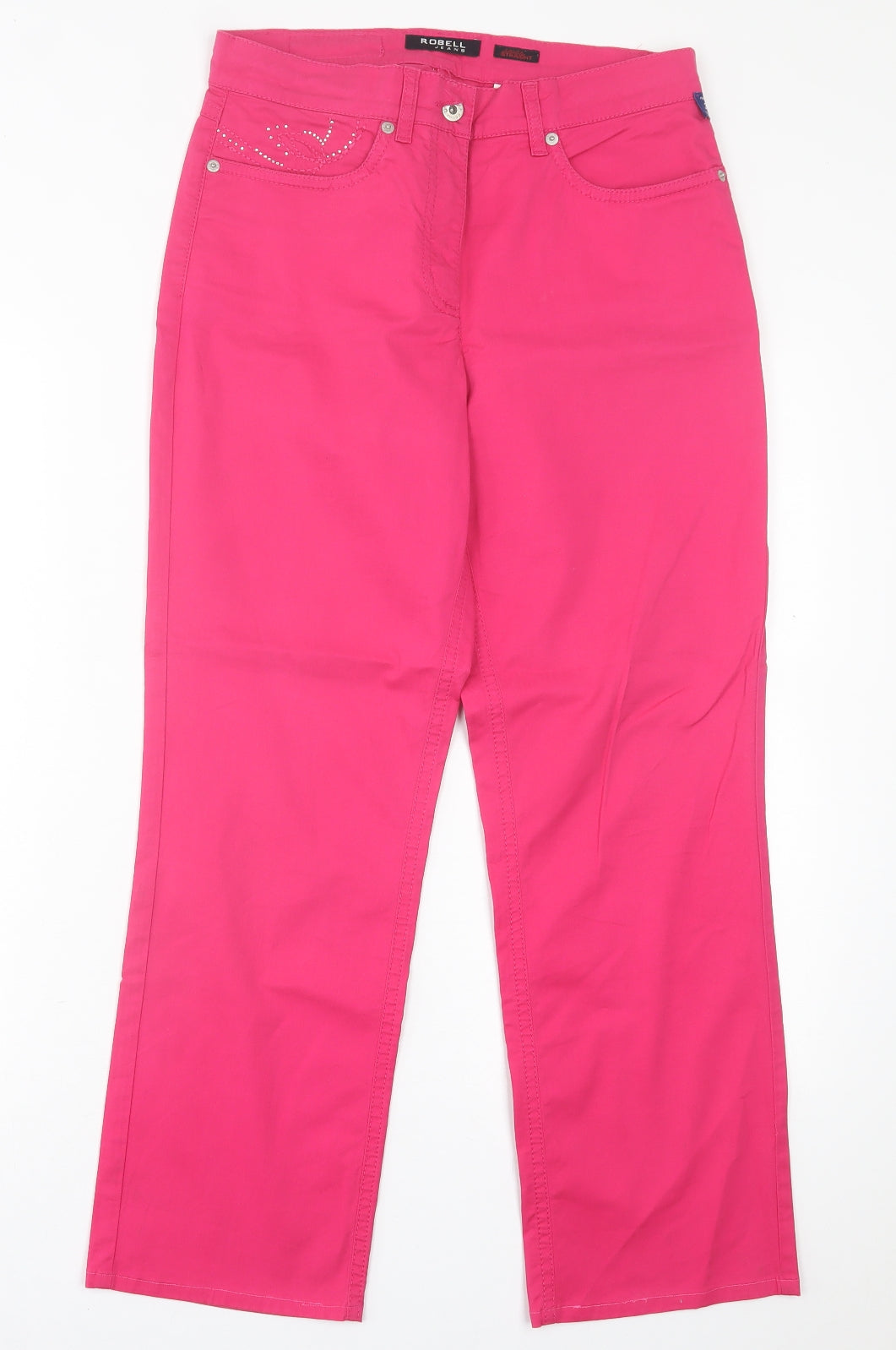 Robell Womens Pink  Cotton Straight Jeans Size 10 L27 in Regular Button