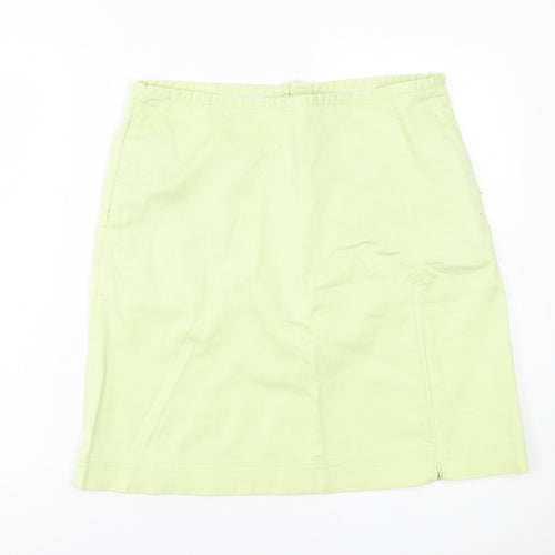 Daisy Womens Green  Cotton A-Line Skirt Size 10   Zip