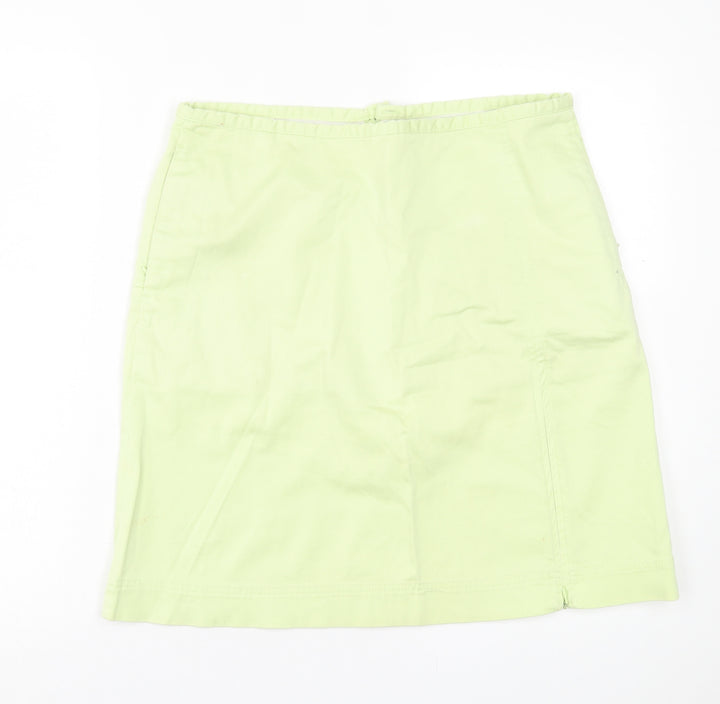 Daisy Womens Green  Cotton A-Line Skirt Size 10   Zip