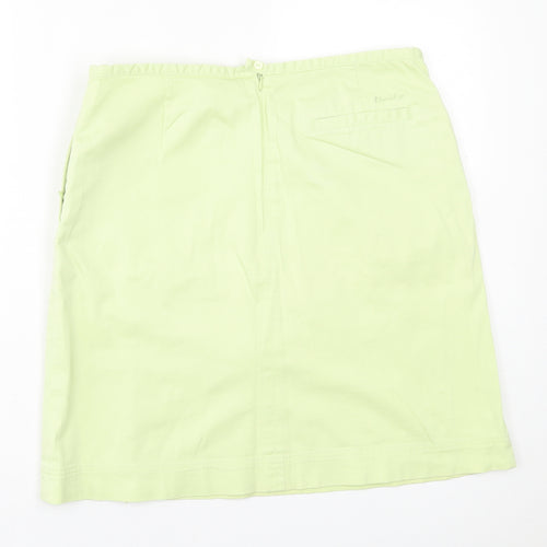 Daisy Womens Green  Cotton A-Line Skirt Size 10   Zip