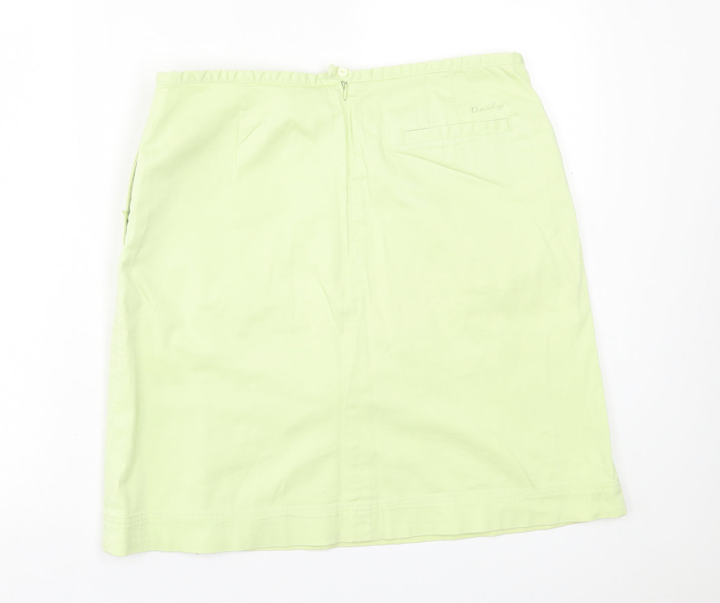 Daisy Womens Green  Cotton A-Line Skirt Size 10   Zip