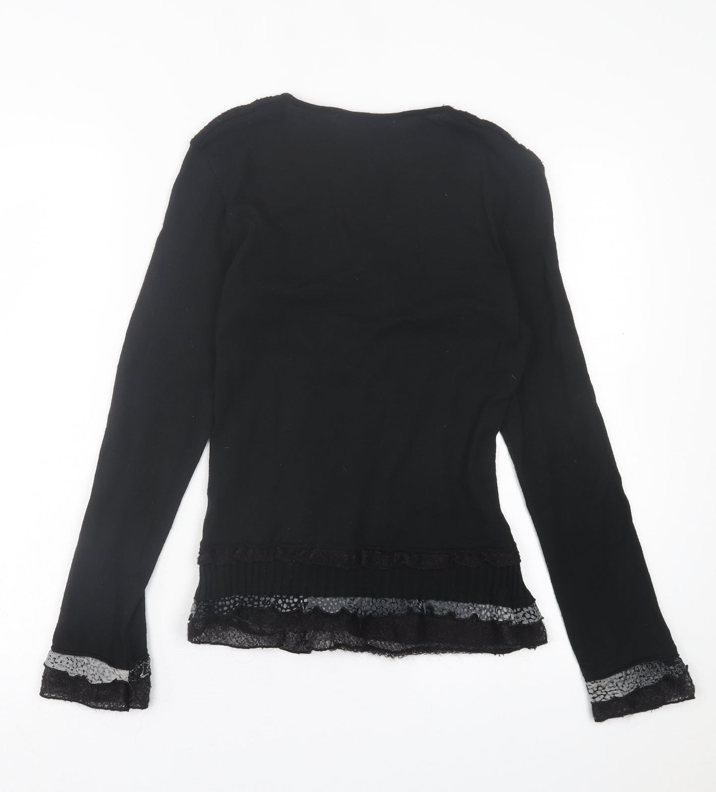 Aldomartins Womens Black V-Neck  Wool Pullover Jumper Size 14