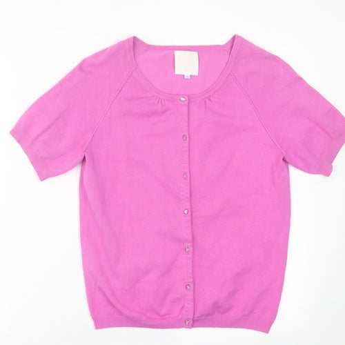 In Wear Womens Pink Crew Neck  Viscose Cardigan Jumper Size M