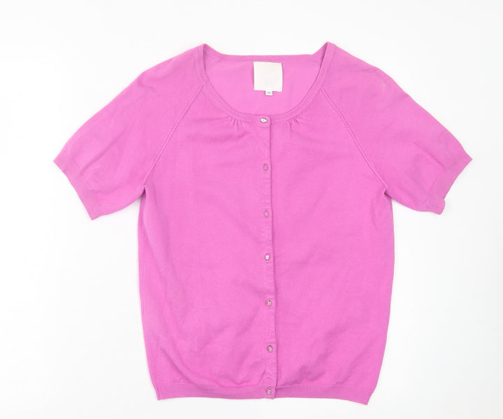 In Wear Womens Pink Crew Neck Viscose Cardigan Jumper Size M