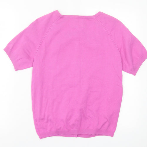 In Wear Womens Pink Crew Neck  Viscose Cardigan Jumper Size M