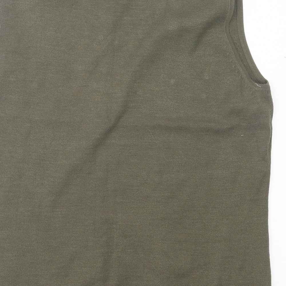 Betty Barclay Womens Green Geometric Viscose Basic Blouse Size 16 Scoop Neck