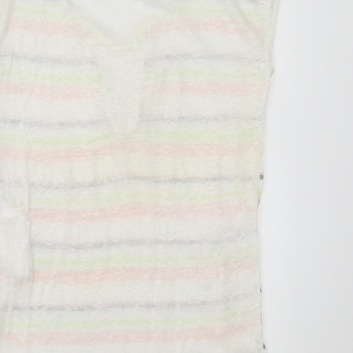 NAF NAF Womens Multicoloured Striped Linen Basic T-Shirt Size S Crew Neck