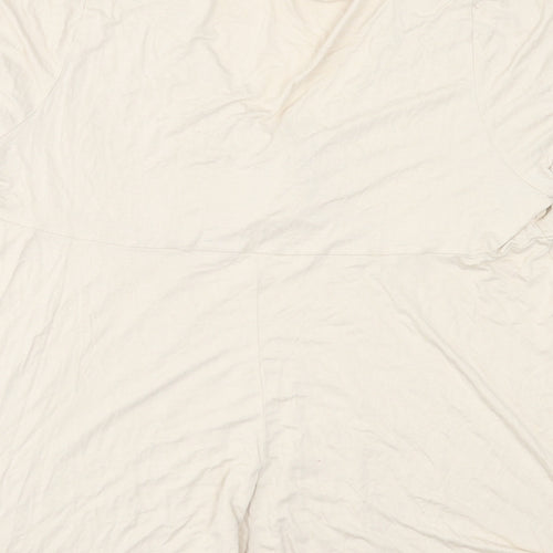 Evans Womens Beige  Viscose Basic T-Shirt Size 12 Scoop Neck