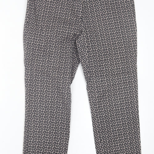 Barbara Lebek Womens Black Geometric Cotton Trousers  Size 10 L25 in Regular Button