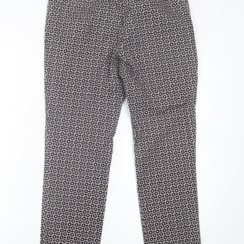 Barbara Lebek Womens Black Geometric Cotton Trousers  Size 10 L25 in Regular Button