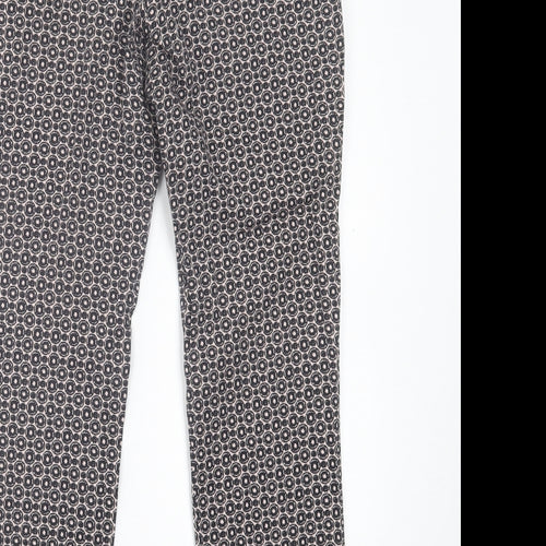 Barbara Lebek Womens Black Geometric Cotton Trousers  Size 10 L25 in Regular Button