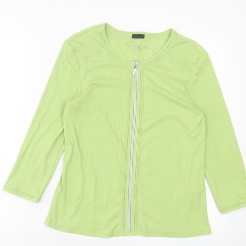 Barbara Lebek Womens Green Crew Neck  Cotton Cardigan Jumper Size 10