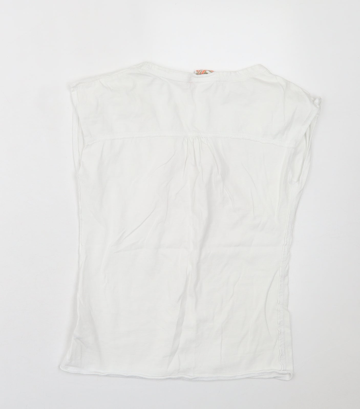 crip curl Womens White  Cotton Basic T-Shirt Size M Scoop Neck