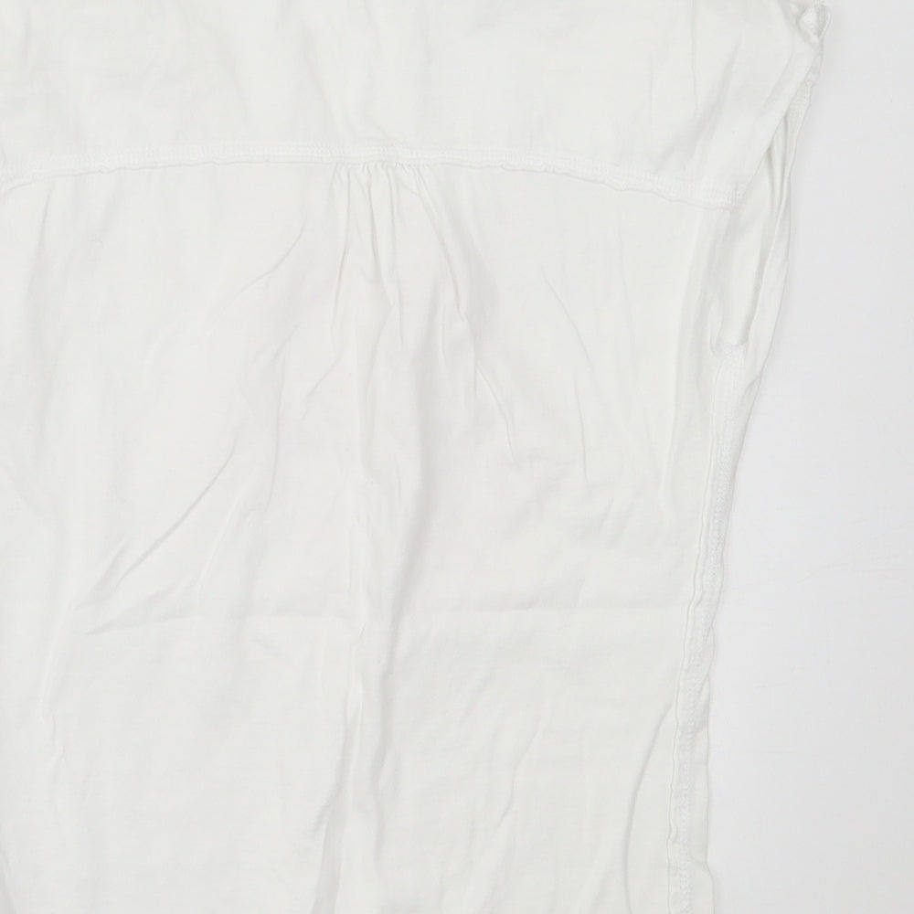 crip curl Womens White  Cotton Basic T-Shirt Size M Scoop Neck