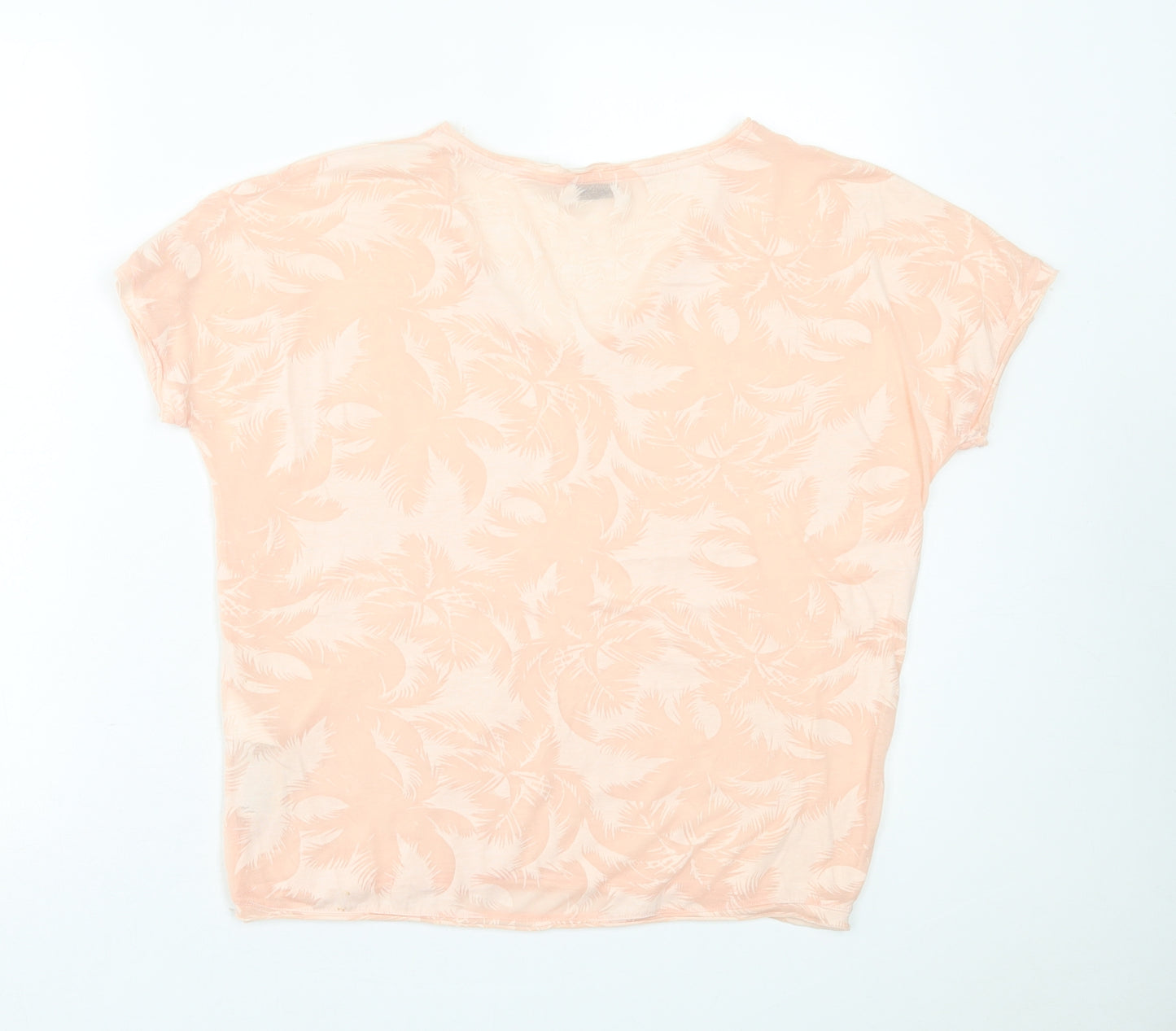 soaked Womens Orange Geometric Polyester Basic T-Shirt Size S V-Neck